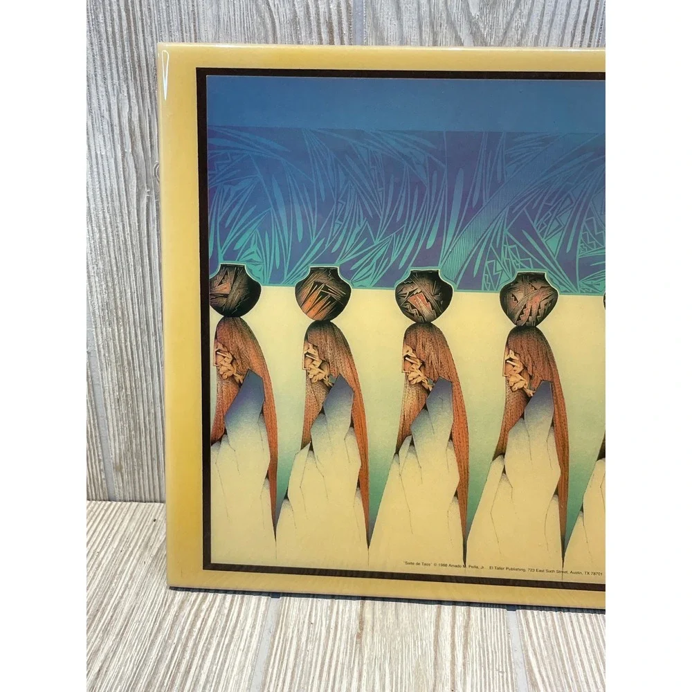 Amado Pena Siete de Taos Ceramic Art Tile Hudgins Santa Fe Collection 1988 12x9